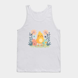 easter chick easter eggs flowers Tank Top